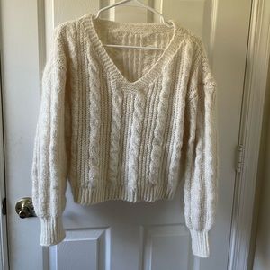White fluffy sweater